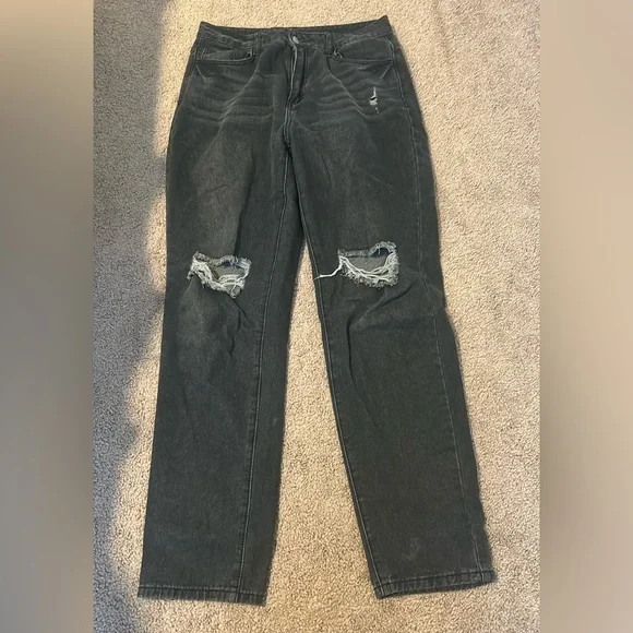 Shein L Tall Black/gray Mom Jeans - Picture 3 of 8